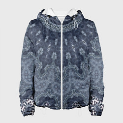 Куртка с капюшоном женская Серый восточный орнамент мандала, цвет: 3D-белый