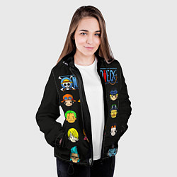 Куртка с капюшоном женская Ван пис все герои чиби, цвет: 3D-черный — фото 2