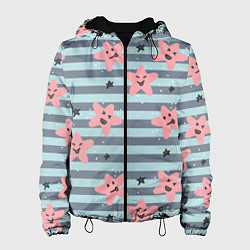 Куртка с капюшоном женская Smiling Stars, цвет: 3D-черный