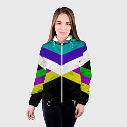 Куртка с капюшоном женская Полосы, цвет: 3D-белый — фото 2