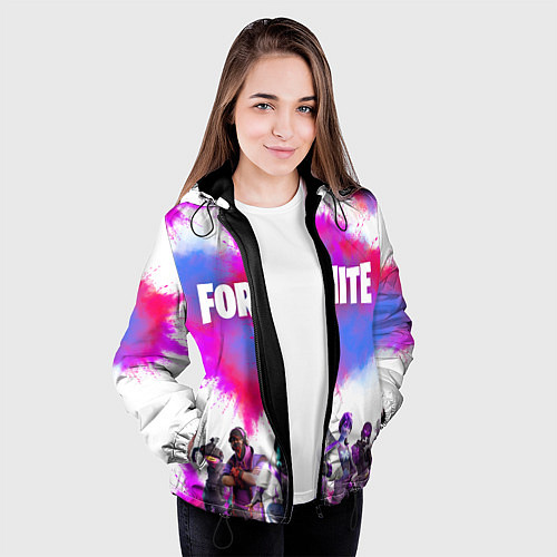 Женская куртка Фортнайт - Fortnite - Форточка / 3D-Черный – фото 3