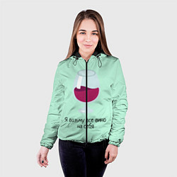 Куртка с капюшоном женская Я возьму все вино на себя, цвет: 3D-черный — фото 2