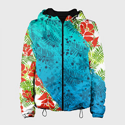 Куртка с капюшоном женская ЛЕТНИЕ КРАСКИ ТРОПИКИ, цвет: 3D-черный