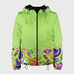 Куртка с капюшоном женская Halloween art, цвет: 3D-черный