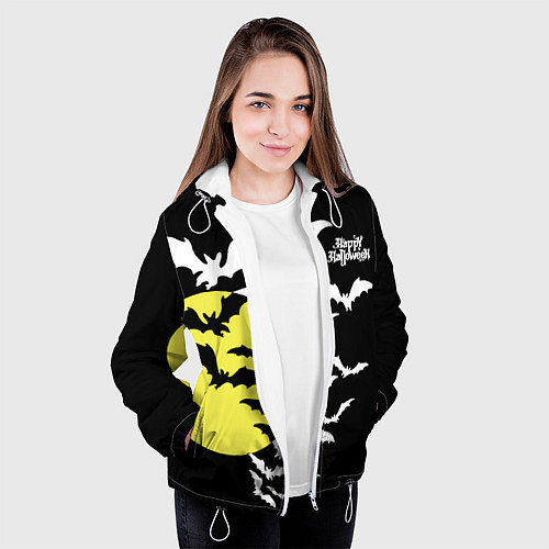 Женская куртка Летучие мыши на Хэллоуин / 3D-Белый – фото 3