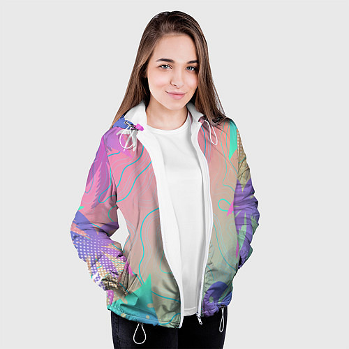 Женская куртка Palm-trees Тропики / 3D-Белый – фото 3