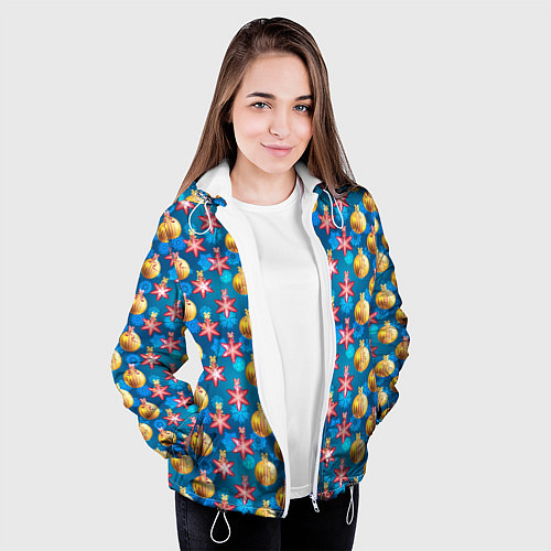 Женская куртка Новогодние Украшения / 3D-Белый – фото 3