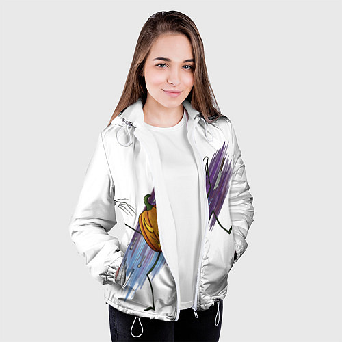 Женская куртка Агрессивная тыква / 3D-Белый – фото 3
