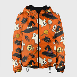 Куртка с капюшоном женская Хэллоуинские шалости, цвет: 3D-черный