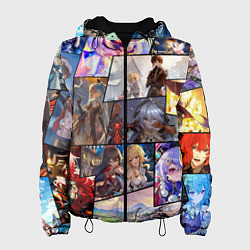 Куртка с капюшоном женская Геншин импакт, персонажи, цвет: 3D-черный