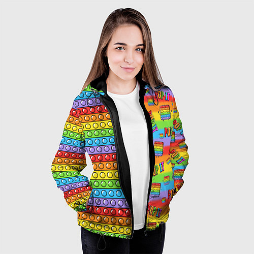 Женская куртка POP IT СМАЙЛЫ / 3D-Черный – фото 3
