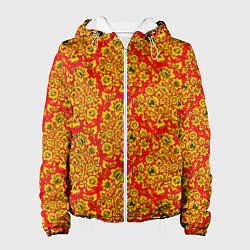 Куртка с капюшоном женская Хохломские узоры, цвет: 3D-белый