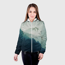 Куртка с капюшоном женская ДРАКОНЫ НАД ЛЕСОМ DRAGON, цвет: 3D-белый — фото 2