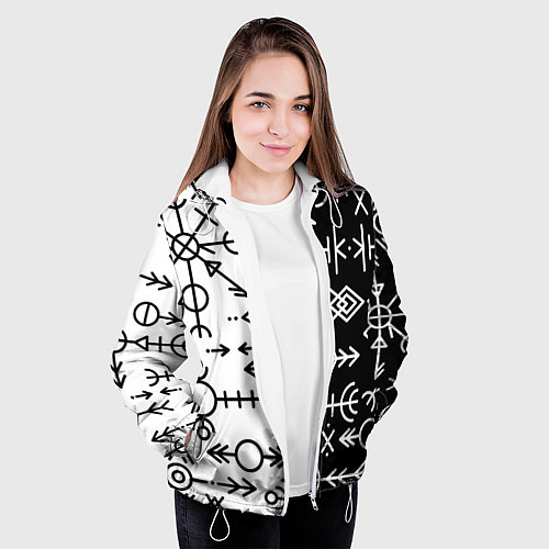 Женская куртка ДРЕВНИЕ СЛАВЯНСКИЕ РУНЫ / 3D-Белый – фото 3