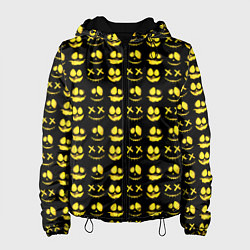 Куртка с капюшоном женская Прикольные смайлы Хэллоуин Halloween, цвет: 3D-черный