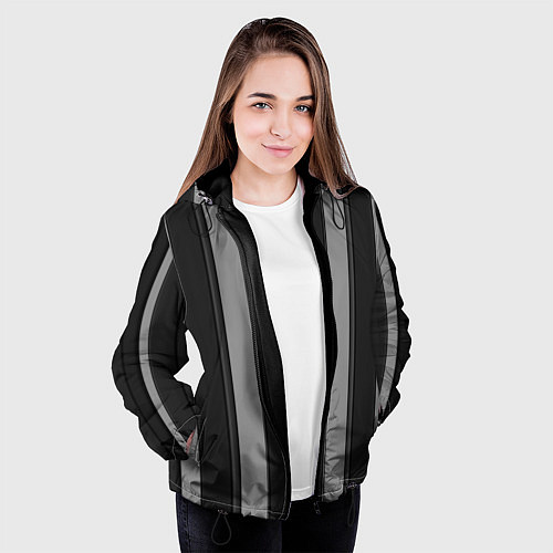 Женская куртка Ретро полосы / 3D-Черный – фото 3
