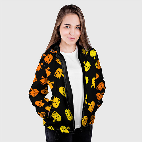 Женская куртка BOO! ПРИЗРАК, ПРИВЕДЕНИЕ ХЕЛЛОУИН ОРАНЖЕВЫЙ / 3D-Черный – фото 3