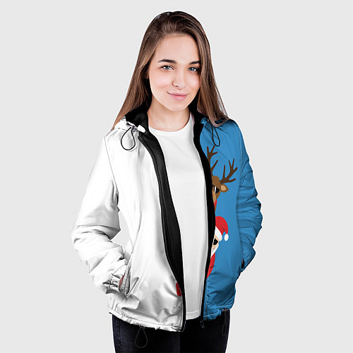 Женская куртка Крутые Санта и Олень / 3D-Черный – фото 3