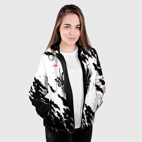 Женская куртка Берсерк маска с красными глазами / 3D-Черный – фото 3