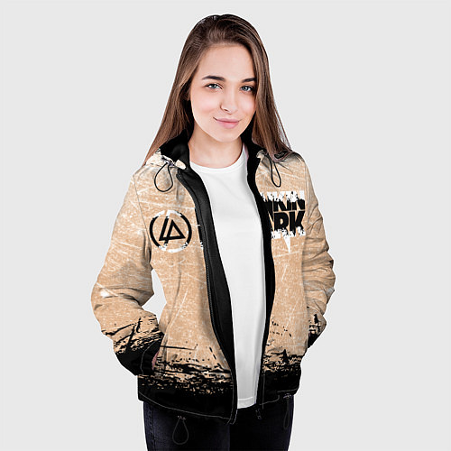 Женская куртка Linkin Park Рок Группа Линкин Парк / 3D-Черный – фото 3