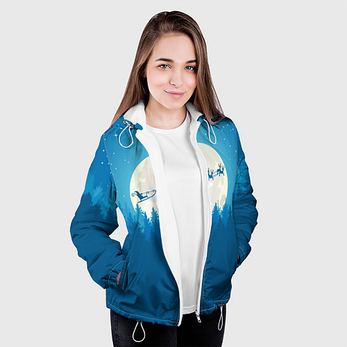Женская куртка Санта с Оленями / 3D-Белый – фото 3