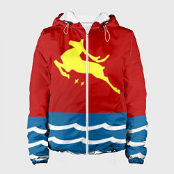 Куртка с капюшоном женская Герб Магадана, цвет: 3D-белый