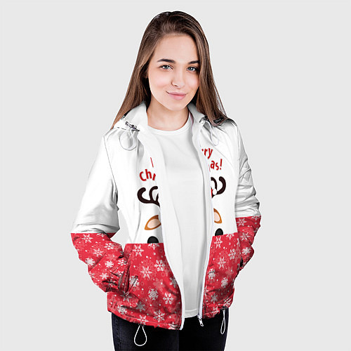 Женская куртка Оленёнок Merry Christmas / 3D-Белый – фото 3