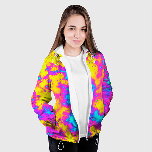 Женская куртка Яркая абстракция космических красок / 3D-Белый – фото 3