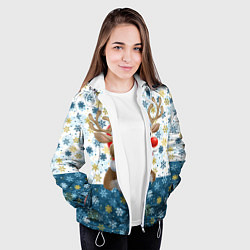 Куртка с капюшоном женская Весёлый Оленёнок, цвет: 3D-белый — фото 2