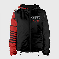 Куртка с капюшоном женская АУДИ ЛОГО AUDI GEOMETRY RED STRIPES LINE, цвет: 3D-черный