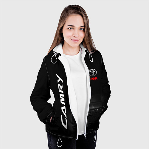 Женская куртка Черная Тойота Камри / 3D-Белый – фото 3