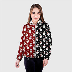 Куртка с капюшоном женская Снеговики, снежинки и снег, цвет: 3D-белый — фото 2