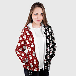 Куртка с капюшоном женская Снеговики, снежинки и снег, цвет: 3D-белый — фото 2