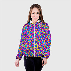 Куртка с капюшоном женская Красочный фон с цветами, цвет: 3D-белый — фото 2