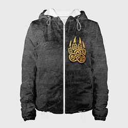 Куртка с капюшоном женская Волчий отпечаток золотом Символ Велеса, цвет: 3D-белый