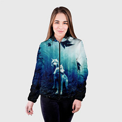 Куртка с капюшоном женская ЛЕС, ВОЛКИ И ТУМАН, цвет: 3D-черный — фото 2
