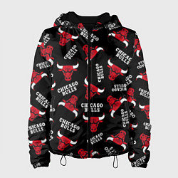 Куртка с капюшоном женская CHICAGO BULLS БЫКИ УЗОР, цвет: 3D-черный