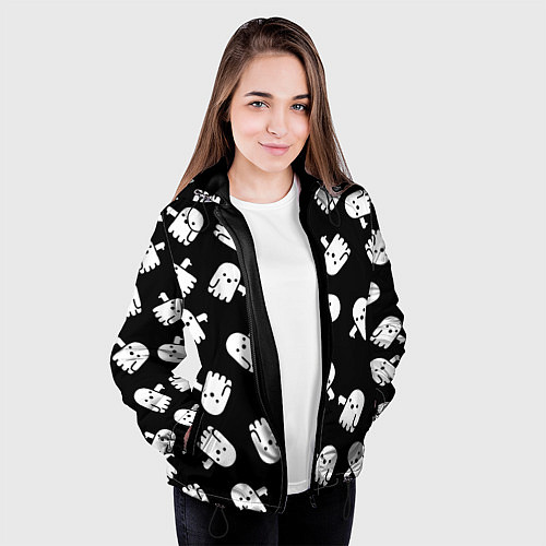 Женская куртка ПРИВИДЕНИЯ УЗОР HALLOWEEN / 3D-Черный – фото 3
