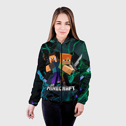 Куртка с капюшоном женская Молнии Майнкрафт, цвет: 3D-черный — фото 2