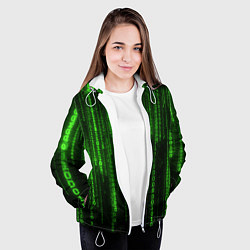 Куртка с капюшоном женская Матрица двоичный код, цвет: 3D-белый — фото 2