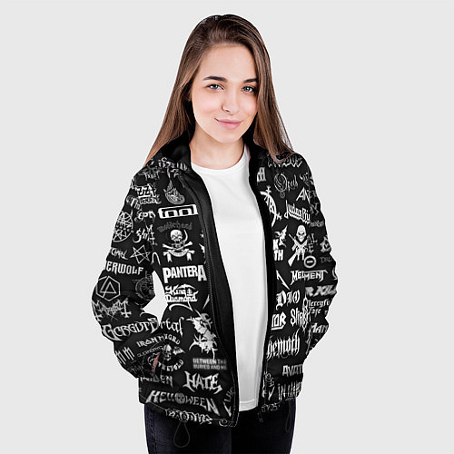 Женская куртка ЛОГОТИПЫ МЕТАЛ ГРУПП METAL BANDS LOGO / 3D-Черный – фото 3