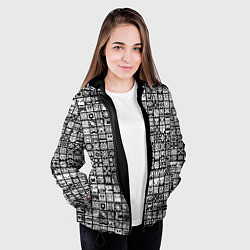 Куртка с капюшоном женская Geometry Dash: BW Pattern, цвет: 3D-черный — фото 2