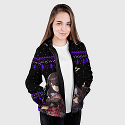 Куртка с капюшоном женская БЕЙ ДОУ НОВОГОДНИЙ, цвет: 3D-черный — фото 2
