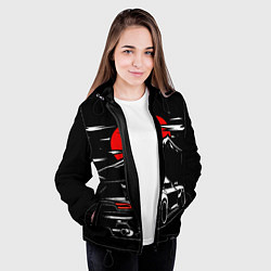 Куртка с капюшоном женская MAZDA RX 7 Мазда при свете красной луны, цвет: 3D-черный — фото 2