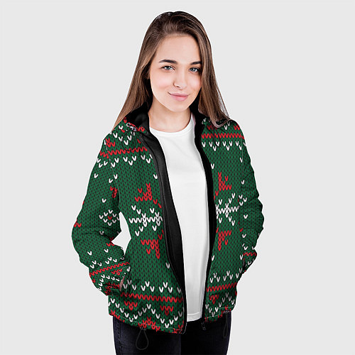 Женская куртка Knitted Snowflake Pattern / 3D-Черный – фото 3