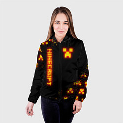 Куртка с капюшоном женская MINECRAFT ОГНЕННЫЙ КРИПЕР, цвет: 3D-черный — фото 2