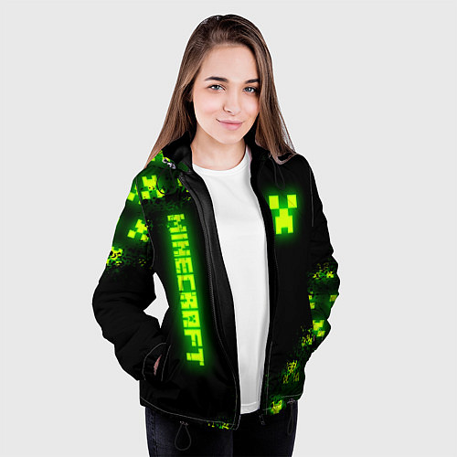 Женская куртка MINECRAFT NEON LOGO CREEPER / 3D-Черный – фото 3