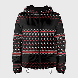 Куртка с капюшоном женская НОВОГОДНИЙ ПАТТЕРН SWEATER, цвет: 3D-черный