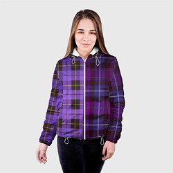 Куртка с капюшоном женская Purple Checkered, цвет: 3D-белый — фото 2