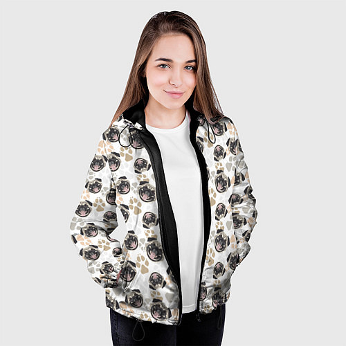 Женская куртка Собака Мопс Pug / 3D-Черный – фото 3
